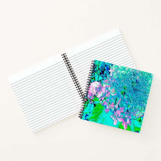 ピンクエレガントとブルーのライムライトアジサイ ノートブック (内部)