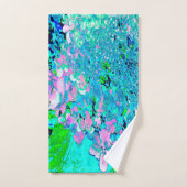 ピンクエレガントとブルーのライムライトアジサイ バスタオルセット (ハンドタオル)