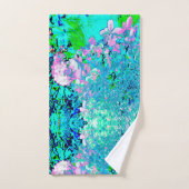 ピンクエレガントとブルーのライムライトアジサイ バスタオルセット (ハンドタオル)