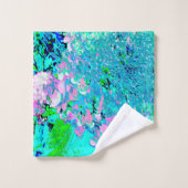 ピンクエレガントとブルーのライムライトアジサイ バスタオルセット (ウォッシュタオル)