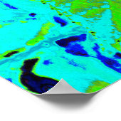 ピンクエレガントとブルーのライムライトアジサイ ポスター (角)