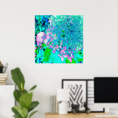 ピンクエレガントとブルーのライムライトアジサイ ポスター (ホームオフィス)