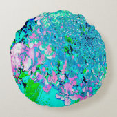 ピンクエレガントとブルーのライムライトアジサイ ラウンドクッション (裏面)