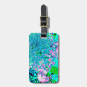 ピンクエレガントとブルーのライムライトアジサイ ラゲッジタグ (正面縦)