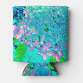 ピンクエレガントとブルーのライムライトアジサイ 缶クーラー (正面)