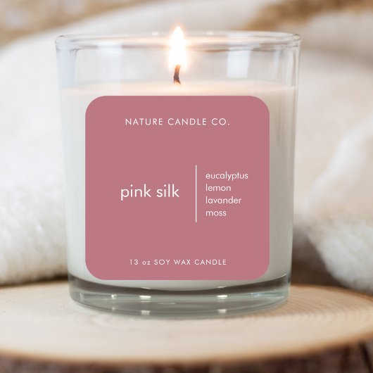 ピンクエレガントとホワイトのカスタムキャンドル スクエアシール