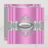 ピンクエレガントとホワイトのキンセアニェラ招待状 招待状 (正面/裏面)