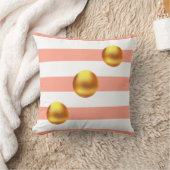 ピンクエレガントとホワイトのゴールデンストライプのボール クッション (ブランケット)