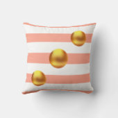 ピンクエレガントとホワイトのゴールデンストライプのボール クッション (裏面)