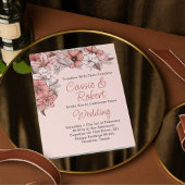 ピンクエレガントとホワイトのフローラ結婚式招待状 招待状