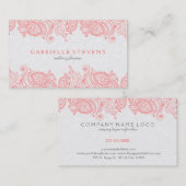 ピンクエレガントとホワイトのペイズリーレース 名刺 (正面/裏面)