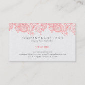 ピンクエレガントとホワイトのペイズリーレース 名刺 (裏面)