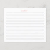 ピンクエレガントとホワイトのレシピカードブライダルシャワー (裏面)