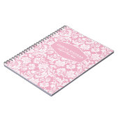 ピンクエレガントとホワイトのヴィンテージフローラマスク ノートブック (左側)