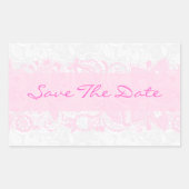 ピンクエレガントとホワイトのヴィンテージフローラレース 長方形シール (正面)