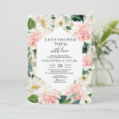 ピンクエレガントとホワイトウォーターのカラーフローラフレーム 招待状 (スタンド正面)