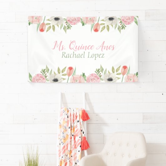 ピンクエレガントとホワイトウォーターのカラーフローラ 横断幕 (インサイチュ)