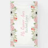 ピンクエレガントとホワイトウォーターのカラーフローラ 横断幕 (縦)