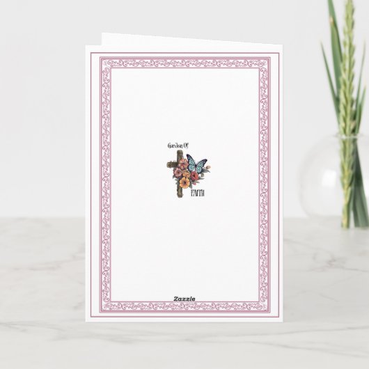 ピンクエレガントとホワイトクリブベビーガールバプテスマ カード (裏面)