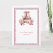 ピンクエレガントとホワイトクリブベビーガールバプテスマ カード (正面)