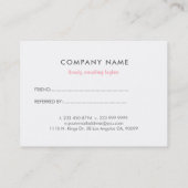 ピンクエレガントとホワイトレースの紹介カード 紹介カード (裏面)