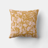 ピンクエレガントとマスタードイエローの花柄 クッション (裏面)