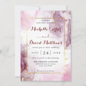 ピンクエレガントとマゼンタの結婚式招待状 招待状 (正面)