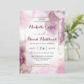 ピンクエレガントとマゼンタの結婚式招待状 招待状 (スタンド正面)