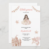 ピンクエレガントと可愛いプリンセスベビーシャワー 招待状 (正面/裏面)