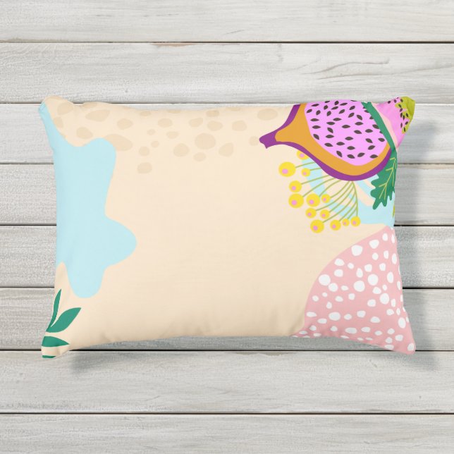 ピンクエレガントと抽象芸術の美しい模様 アウトドアクッション (正面)