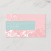 ピンクエレガントと淡い灰色がかったシアンフローラミニマル 名刺 (裏面)