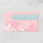 ピンクエレガントと淡い灰色がかったシアンフローラミニマル 名刺 (正面)