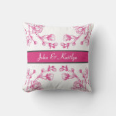 ピンクエレガントと白のさくらんぼの花 クッション (正面)