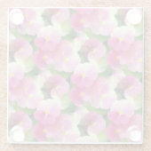 ピンクエレガントと白のインパティエンズフラワーパターン ガラスコースター (裏面)