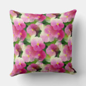 ピンクエレガントと白のインパティエンズフラワーパターン クッション (裏面)