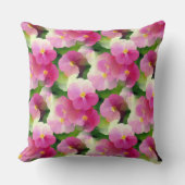 ピンクエレガントと白のインパティエンズフラワーパターン クッション (正面)