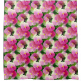 ピンクエレガントと白のインパティエンズフラワーパターン シャワーカーテン (正面)