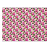 ピンクエレガントと白のインパティエンズフラワーパターン テーブルクロス (正面(横))