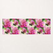 ピンクエレガントと白のインパティエンズフラワーパターン ヨガマット (裏面(横))