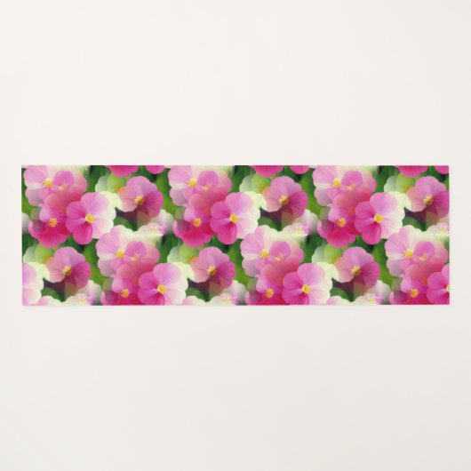 ピンクエレガントと白のインパティエンズフラワーパターン ヨガマット (裏面(横))