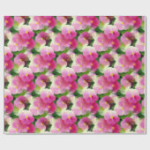 ピンクエレガントと白のインパティエンズフラワーパターン ラッピングペーパー (フラット)