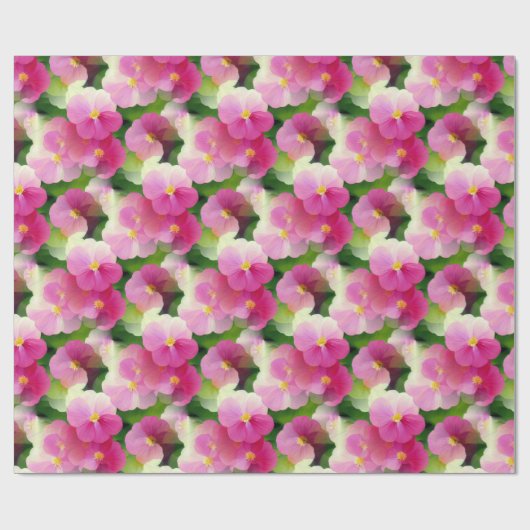 ピンクエレガントと白のインパティエンズフラワーパターン ラッピングペーパー (フラット)