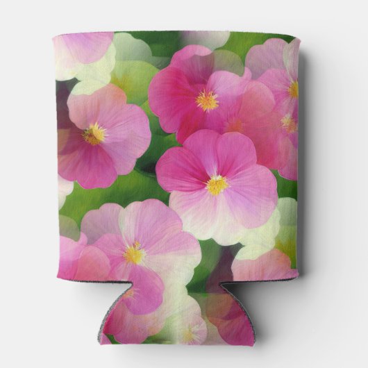 ピンクエレガントと白のインパティエンズフラワーパターン 缶クーラー (裏面)