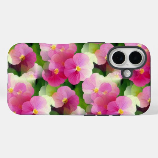 ピンクエレガントと白のインパティエンズフラワーパターン Case-Mate iPhoneケース (裏面 (横))