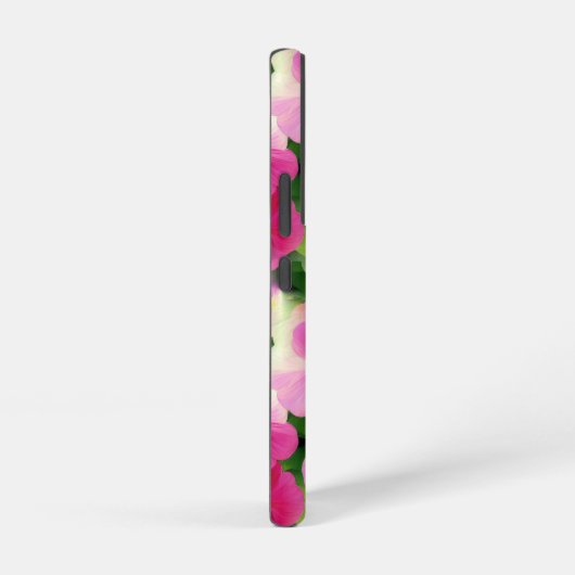 ピンクエレガントと白のインパティエンズフラワーパターン SAMSUNG GALAXYケース (右側面)