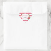 ピンクエレガントと白のストライプ花と花 ハートシール (バッグ)