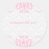 ピンクエレガントと白のダンパーと渦巻き2 ラウンドシール (正面)
