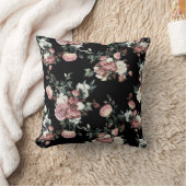 ピンクエレガントと白のバラのフローラデザイン クッション (ブランケット)