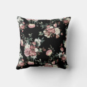 ピンクエレガントと白のバラのフローラデザイン クッション (裏面)