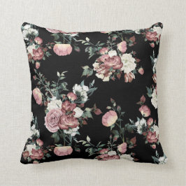 ピンクエレガントと白のバラのフローラデザイン クッション